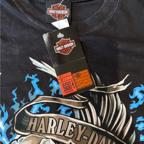 Harley-Davidson Black and Blue Skull Graphic Tee - Picture 3 of 3